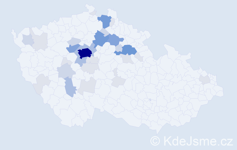 Příjmení: 'Kverková', počet výskytů 105 v celé ČR