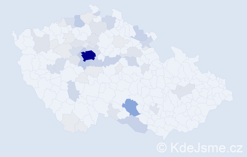 Příjmení: 'Kutinová', počet výskytů 175 v celé ČR