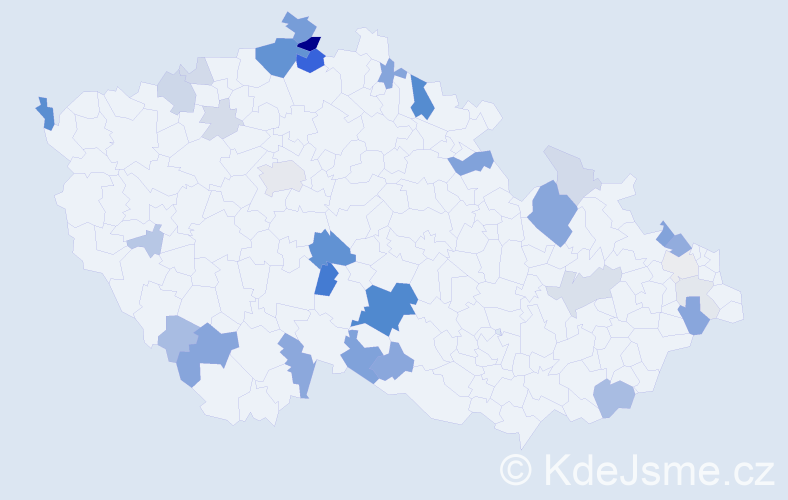 Příjmení: 'Čičáková', počet výskytů 104 v celé ČR