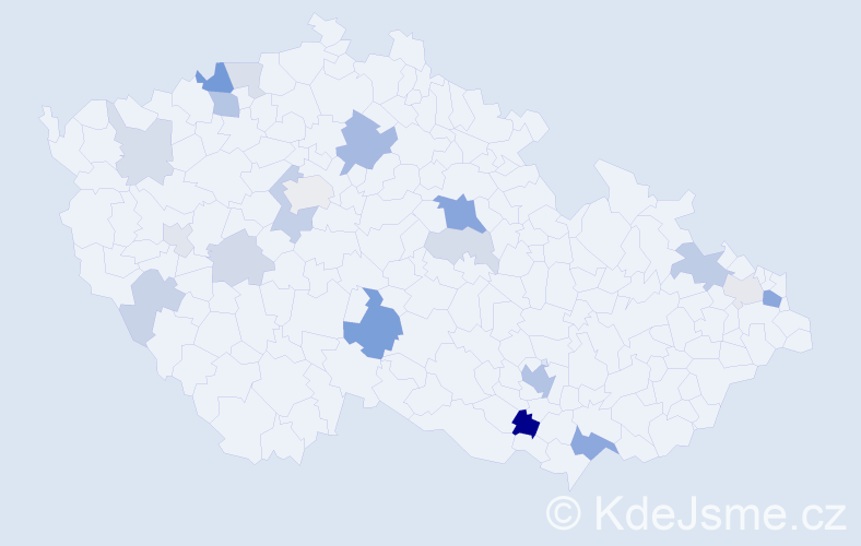 Příjmení: 'Laco', počet výskytů 46 v celé ČR