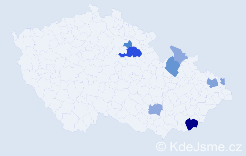 Příjmení: 'Miškář', počet výskytů 27 v celé ČR