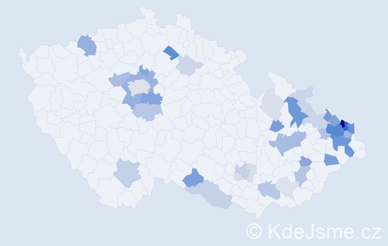 Příjmení: 'Babišová', počet výskytů 148 v celé ČR