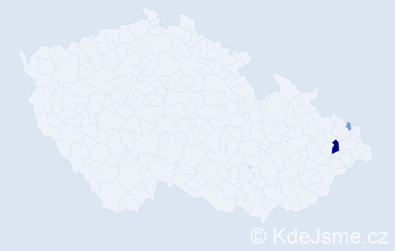 Příjmení: 'Caga', počet výskytů 13 v celé ČR