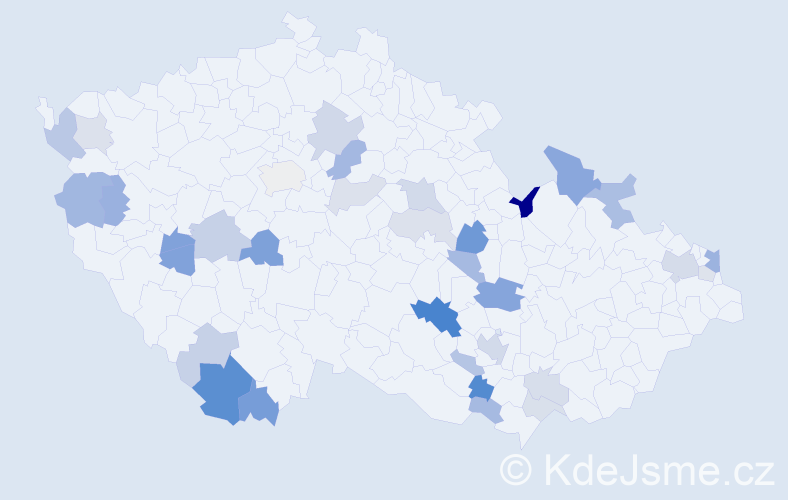 Příjmení: 'Valičková', počet výskytů 73 v celé ČR