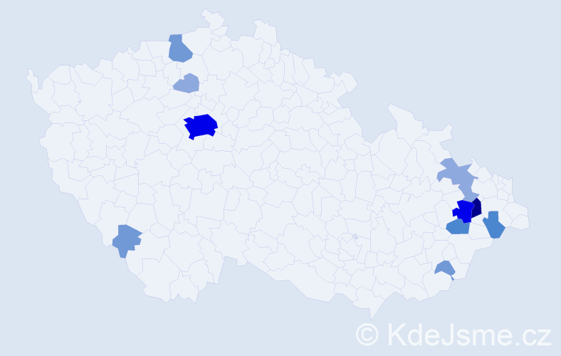 Příjmení: 'Kotrsová', počet výskytů 31 v celé ČR