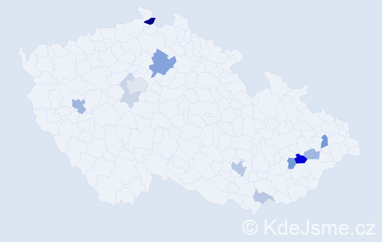 Příjmení: 'Bubílek', počet výskytů 24 v celé ČR