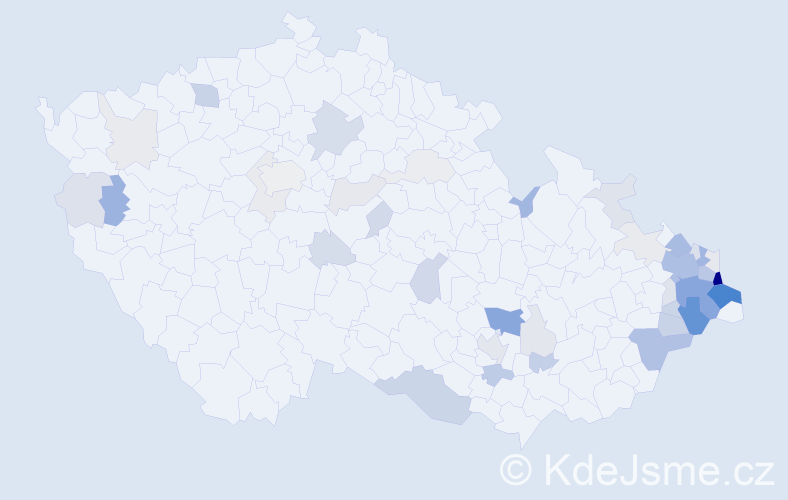 Příjmení: 'Bojda', počet výskytů 147 v celé ČR