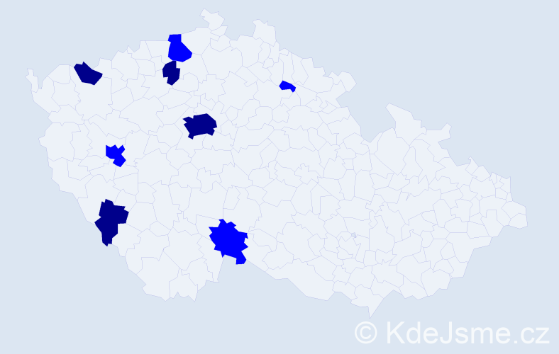 Příjmení: 'Černegová', počet výskytů 12 v celé ČR