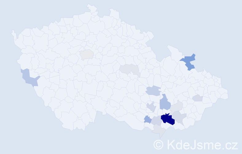 Příjmení: 'Trumpeš', počet výskytů 56 v celé ČR