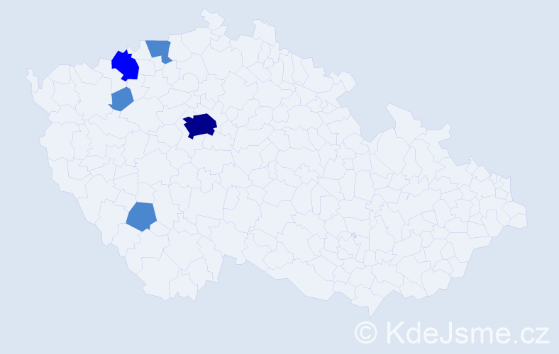 Příjmení: 'Hyna', počet výskytů 8 v celé ČR