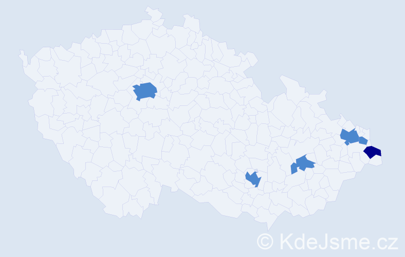 Příjmení: 'Wiselková', počet výskytů 8 v celé ČR