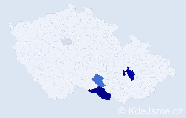 Příjmení: 'Trimmelová', počet výskytů 6 v celé ČR