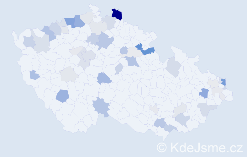 Příjmení: 'Dávid', počet výskytů 141 v celé ČR