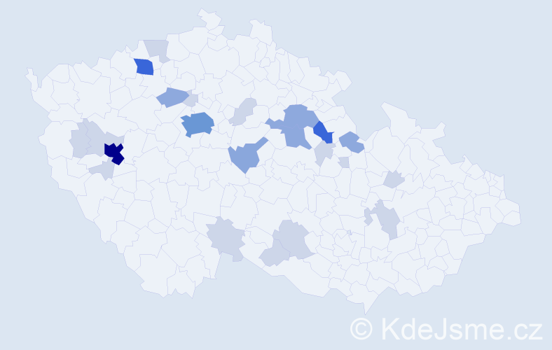 Příjmení: 'Hebr', počet výskytů 59 v celé ČR