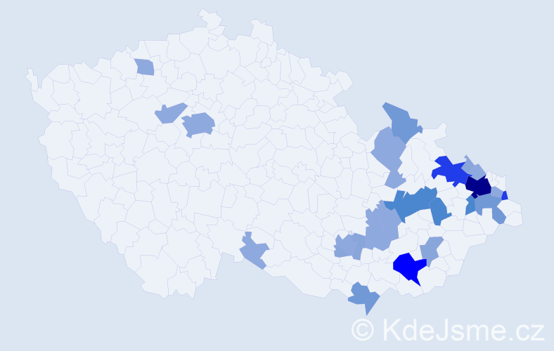 Příjmení: 'Cahelová', počet výskytů 66 v celé ČR