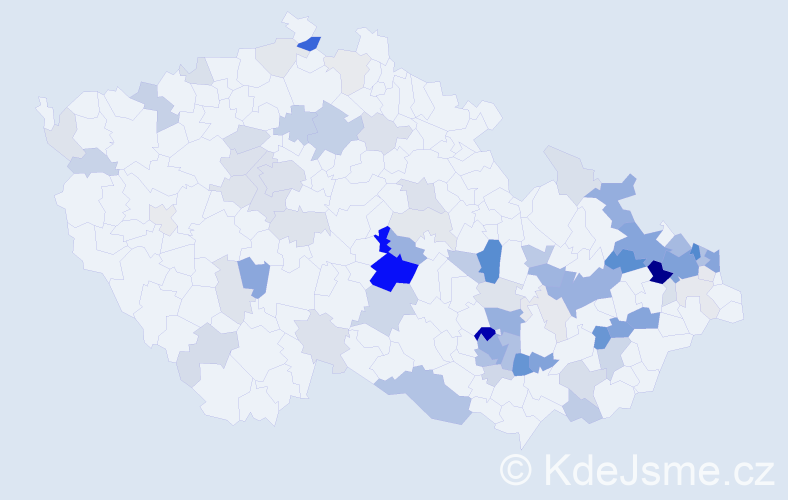 Příjmení: 'Kudla', počet výskytů 251 v celé ČR