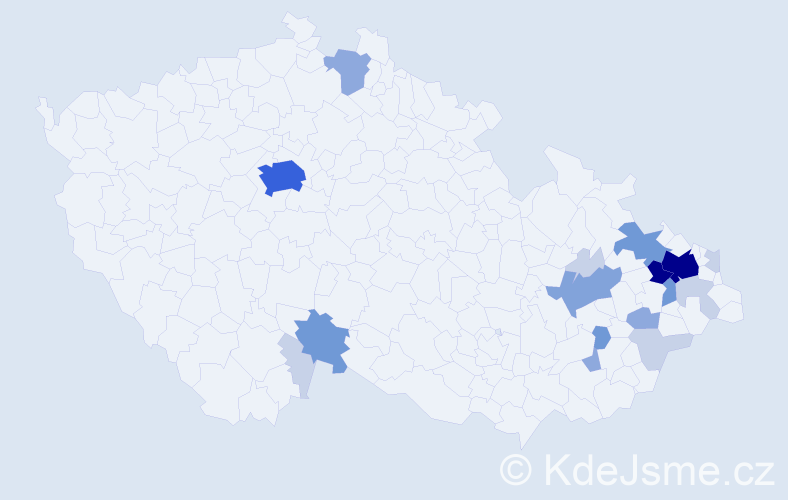 Příjmení: 'Bzonková', počet výskytů 61 v celé ČR