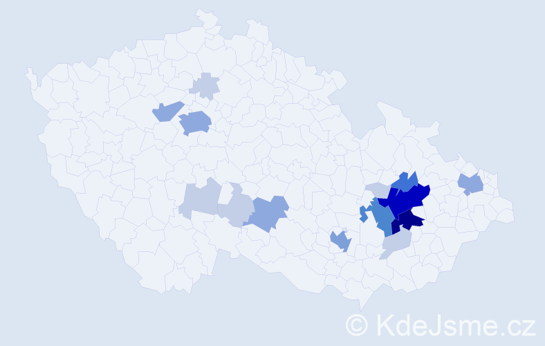 Příjmení: 'Oščádalová', počet výskytů 48 v celé ČR