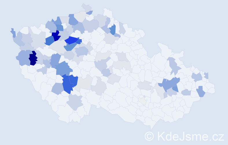 Příjmení: 'Kozelka', počet výskytů 283 v celé ČR