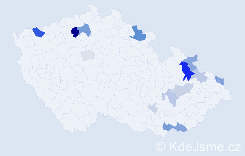 Příjmení: 'Ocetníková', počet výskytů 29 v celé ČR