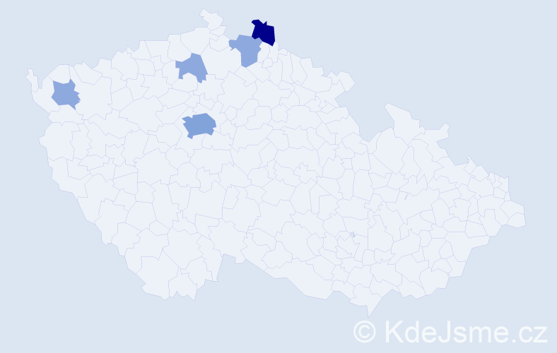Příjmení: 'Vovček', počet výskytů 13 v celé ČR