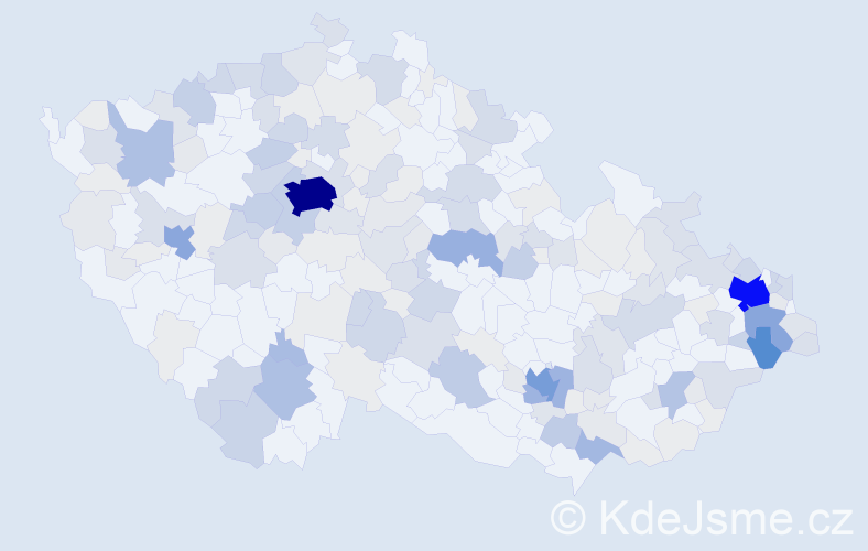 Příjmení: 'Kokeš', počet výskytů 700 v celé ČR