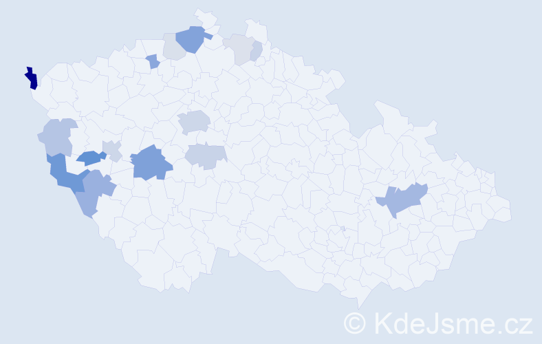 Příjmení: 'Kubšová', počet výskytů 42 v celé ČR