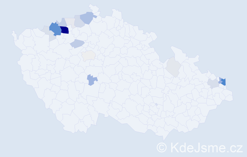 Příjmení: 'Kirvej', počet výskytů 95 v celé ČR