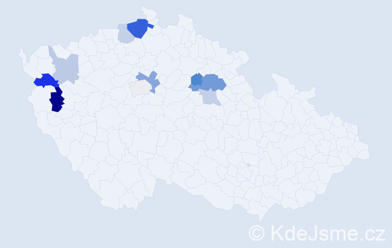 Příjmení: 'Mydlochová', počet výskytů 20 v celé ČR