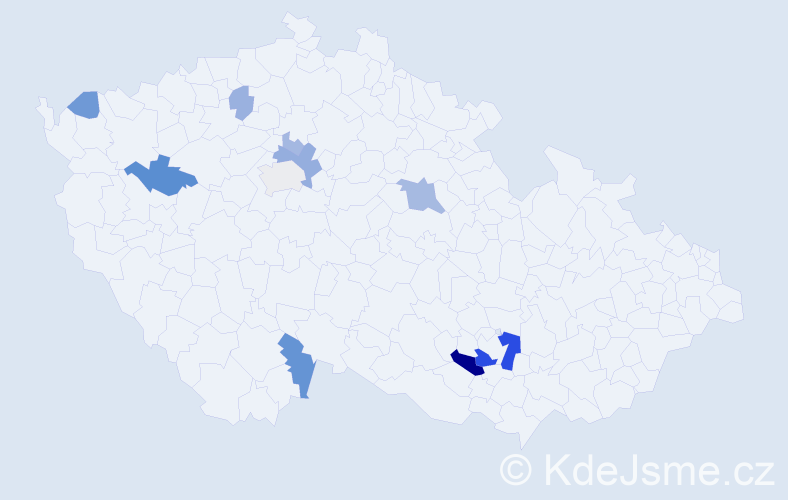Příjmení: 'Kafrda', počet výskytů 28 v celé ČR