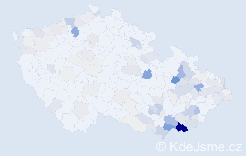 Příjmení: 'Bačíková', počet výskytů 424 v celé ČR