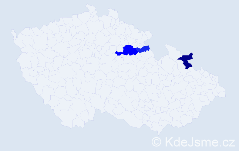Příjmení: 'Nejlová', počet výskytů 10 v celé ČR