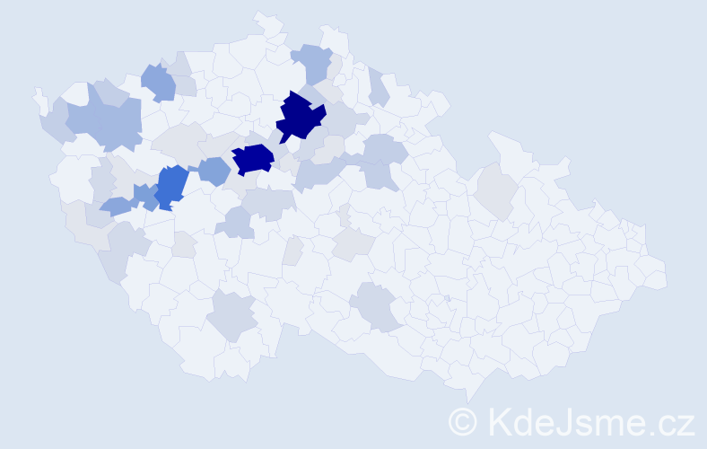 Příjmení: 'Mulačová', počet výskytů 187 v celé ČR