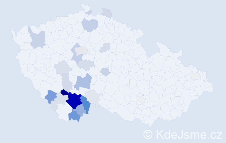 Příjmení: 'Chrt', počet výskytů 127 v celé ČR