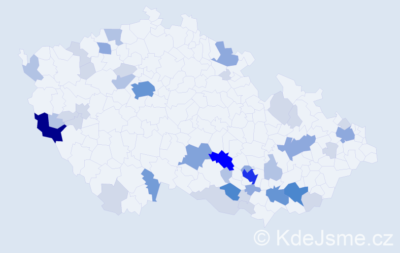 Příjmení: 'Kozina', počet výskytů 122 v celé ČR