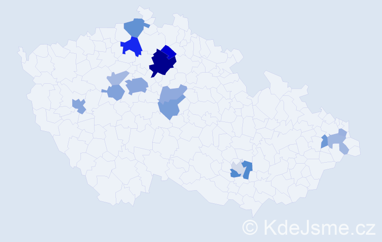 Příjmení: 'Bohdan', počet výskytů 34 v celé ČR