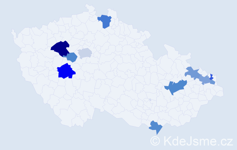 Příjmení: 'Bachleda', počet výskytů 17 v celé ČR