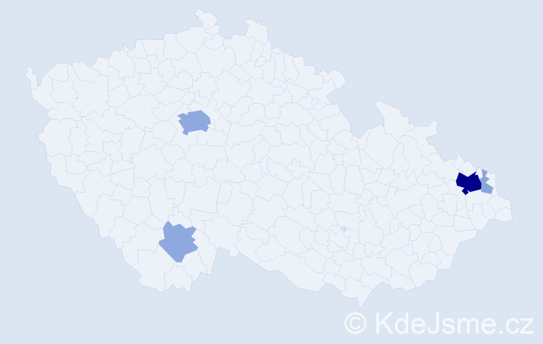 Příjmení: 'Valdrová', počet výskytů 15 v celé ČR