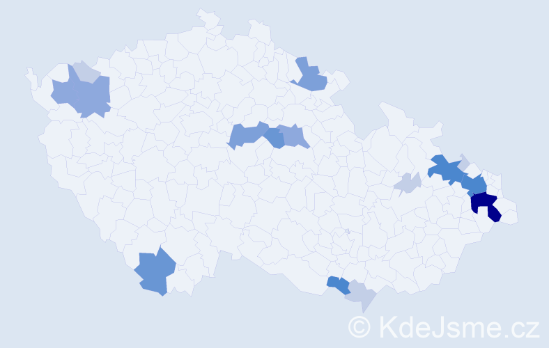 Příjmení: 'Levai', počet výskytů 50 v celé ČR