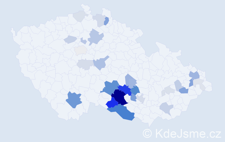 Příjmení: 'Čtveráčková', počet výskytů 116 v celé ČR