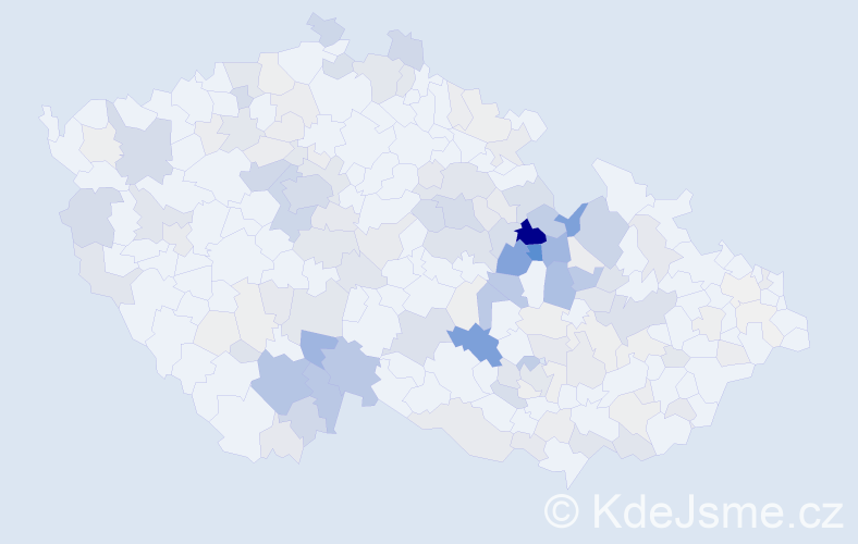 Příjmení: 'Pávková', počet výskytů 603 v celé ČR