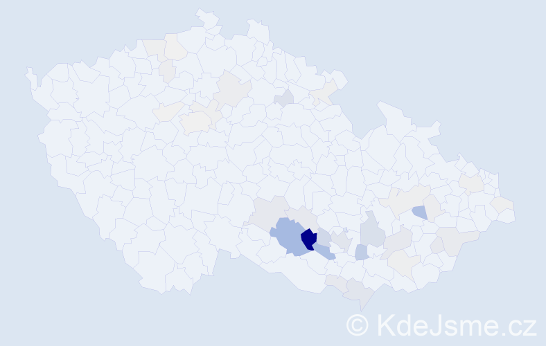 Příjmení: 'Kopuletá', počet výskytů 155 v celé ČR
