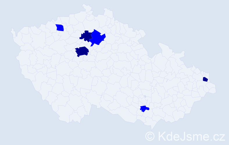 Příjmení: 'Miřacká', počet výskytů 9 v celé ČR
