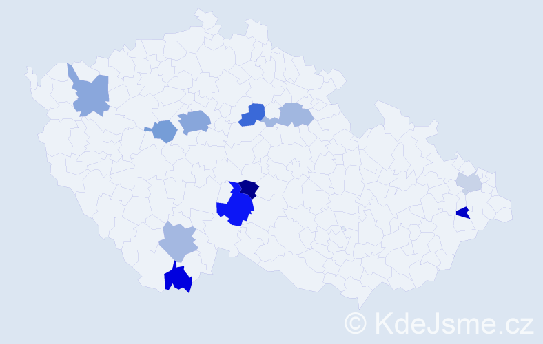 Příjmení: 'Abramov', počet výskytů 20 v celé ČR