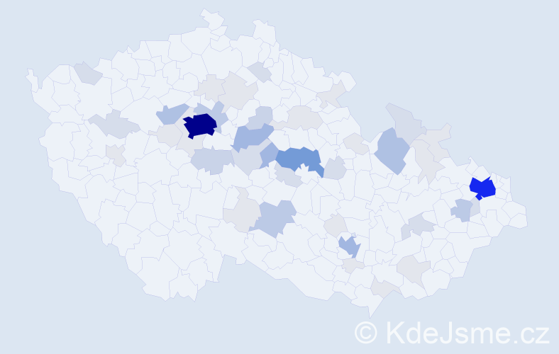 Příjmení: 'Kozar', počet výskytů 156 v celé ČR