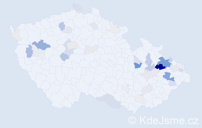 Příjmení: 'Hoppová', počet výskytů 157 v celé ČR