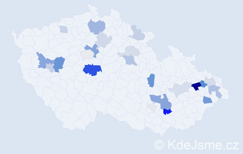 Příjmení: 'Kosa', počet výskytů 47 v celé ČR