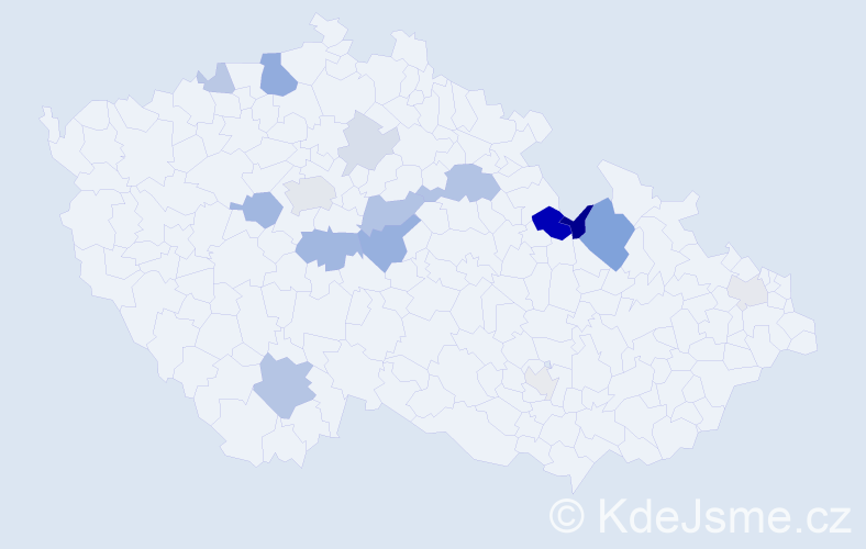 Příjmení: 'Barnat', počet výskytů 38 v celé ČR