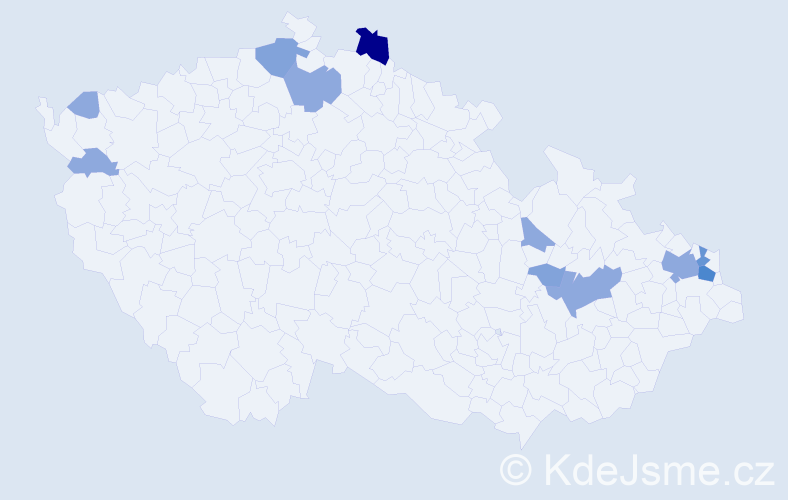 Příjmení: 'Velzel', počet výskytů 25 v celé ČR
