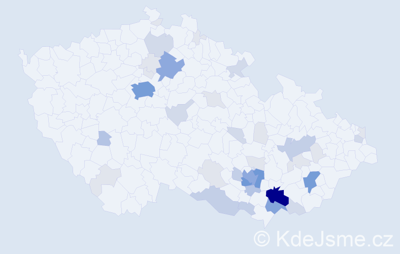 Příjmení: 'Gregorovič', počet výskytů 128 v celé ČR